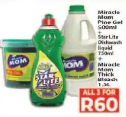 Supa Store Miracle Mom Pine Gel 500ml + StarLite Dishwash liquid 750ml + Miracle Mom Thick Bleach 1.5L offer