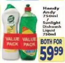Supa Store Handy Andy 750ml / Sunlight Dishwash Liquid 750ml offer