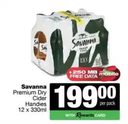 Spar Tops Savanna Premium Dry Cider Handies offer