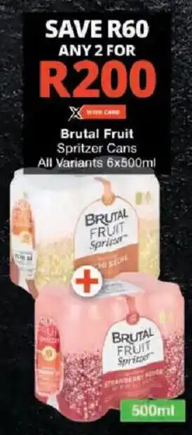 Checkers Brutal Fruit Spritzer Cans All Variants offer