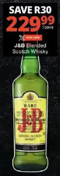 Checkers J&B Blended Scotch Whisky offer