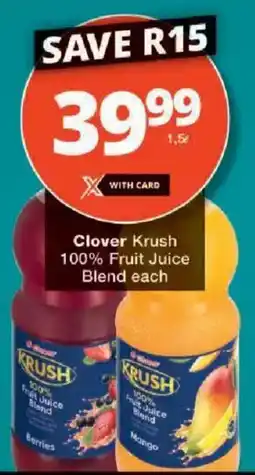 Checkers Clover Krush 100% Fruit Juice Blend offer