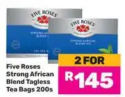 Game Five Roses Strong African Blend Tagless Tea Bags-For 2 x 200's Pack offer