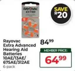 Dis-Chem Rayovac Extra Advanced Hearing Aid Batteries offer