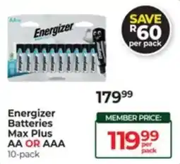 Dis-Chem Energizer Batteries Max Plus AA or AAA offer