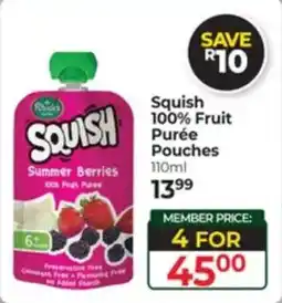 Dis-Chem Squish 100% Fruit Puree Pouches offer