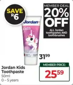 Dis-Chem Jordan Kids Toothpaste offer