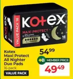 Dis-Chem Kotex Maxi Protect All Nighter Duo Pads offer