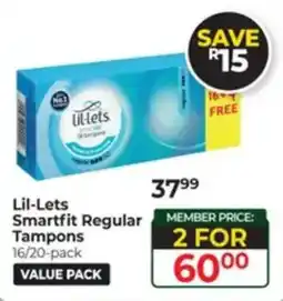 Dis-Chem Lil-Lets Smartfit Regular Tampons offer