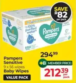 Dis-Chem Pampers Sensitive Baby Wipes offer