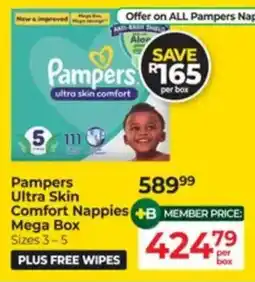 Dis-Chem Pampers Ultra Skin Comfort Nappies Mega Box offer