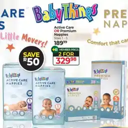 Dis-Chem BabyThings Active Care or Premium Nappies offer