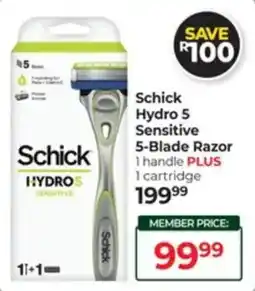 Dis-Chem Schick Hydro 5 Sensitive 5-Blade Razor offer