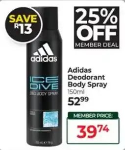 Dis-Chem Adidas Deodorant Body Spray offer