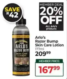 Dis-Chem Arlo's Razor Bump Skin Care Lotion offer