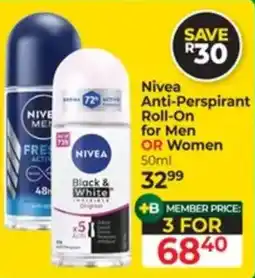 Dis-Chem Nivea Anti-Perspirant Roll-On for Men or Women offer
