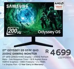 Computer Mania Samsung 27" Odyssey G5 G53F QHD 200Hz Gaming Monitor offer