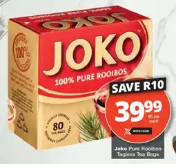 Checkers Joko Pure Rooibos Tagless Tea Bags offer