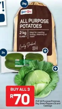 Pick n Pay PnP All Purpose Potatoes, Green Peppers and Cabbage offer