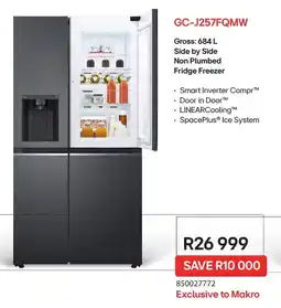 Makro LG Side by Side Non Plumbed Fridge Freezer offer
