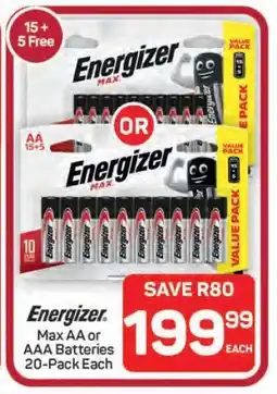 Pick n Pay Hypermarket Energizer Max AA or AAA Batteries 20-Pack offer