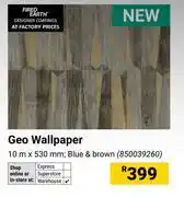 Builders Warehouse Geo Wallpaper Blue & Brown 10m x 530mm 850039260 offer