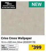 Builders Warehouse Criss Cross Wallpaper Silver 10m x 530mm 850039178 offer