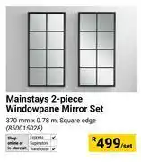 Builders Warehouse Mainstays 2 Piece Windowpane Mirror Set Square Edge 370mm x 0.78m 850015028-Per Set offer