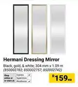 Builders Warehouse Hermani Dressing Mirror Black,Gold & White 304mm x 1.09m 850002782,850002757,850002742-Each offer