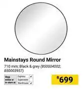 Builders Warehouse Mainstys Round Mirror Black & Grey 710mm 850004002, 850003957 offer