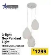 Builders Warehouse Bright Star Lighting 3 Light Geo Pendant Light Metal White 784603 offer