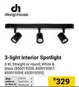 Builders Warehouse Design House 3 Light Interior Spotlight 5W White & Black 850019339,850019387,850019394,850019395 offer