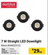 Builders Warehouse Eurolux 7W Straight LED Downlight Black 850022512 offer