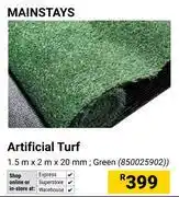 Builders Warehouse Mainstays Artificial Turf Green 1.5m x 2m x 20mm 850025902 offer