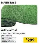 Builders Warehouse Mainstays Artificial Turf Green 1.5m x 2m x 15mm 850025904 offer