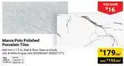 Builders Warehouse Marco Polo Polished Porcelain Tiles 600mm x 1.2m In Grey W/Cloudy Vein & White W/Grey Vein-Per Sqm offer