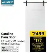 Builders Warehouse Winster Caroline Barn Door (White) 2.1m(h) X 920mm(w) 850006292 offer
