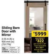 Builders Warehouse Sliding Barn Door With Mirror 2.05m(h) X 930mm(w) 751776 offer