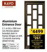 Builders Warehouse Kayo Aluminium Entrance Door 2.1m(h) X 900mm(w) 850010136 offer
