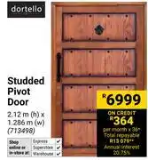 Builders Warehouse Dortello Studded Pivot Door 2.12m(h) X 1.286m(w) 713498 offer