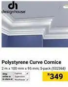 Builders Warehouse Designhouse Polystyrene Curve Cornice 2m X 100mm X 95mm 532368 offer