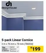 Builders Warehouse Designhouse 5-Pack Linear Cornice 2m x 70mm X 70mm 780334 offer