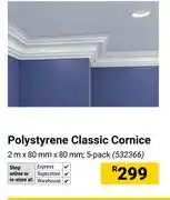 Builders Warehouse Polystyrene Classic Cornice 2m x 80mm x80mm 532366 offer