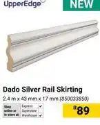 Builders Warehouse Upper Edge Dado Silver Rail Skirting 2.4m X 43mm X 17mm 850033850 offer