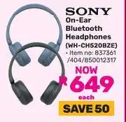 Game Sony On Ear Bluetooth Headphones WH-CH520BZE 837361/404/850012317 offer