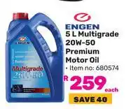 Game Engen Mutigrade 20W-50 Premium Motor Oil-5Ltr Each offer