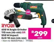 Game Ryobi 650W Angle Grinder 115mm (HG-650) Or 550W Impact Drill 10mm(HID-550)-Each offer