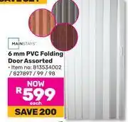 Game Mainstays 6mm PVC Folding Door Assorted-Each offer