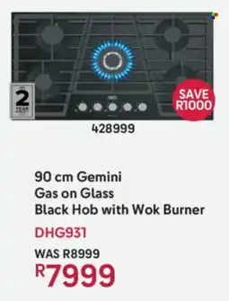 Makro Defy Gemini Gas on Glass Black Hob with Wok Burner offer