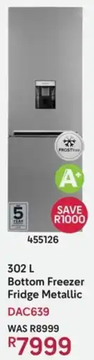 Makro Defy Bottom Freezer Fridge Metallic offer